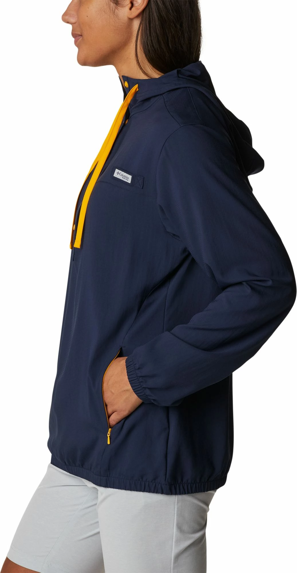 New ๐ Columbia ๐ฉ Women's West Virginia Mountaineers Blue PFG Tamiami Quarter-Snap Long Sleeve Hooded ๐ Shirt ๐ - Image 2