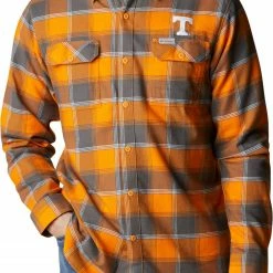 Promo 🛒 Columbia Men's Tennessee Volunteers Tennessee Orange Plaid Flare Gun Flannel Button Down Long Sleeve 👕 Shirt 🥰