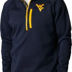 Buy 👍 Columbia Men's West Virginia Mountaineers Blue Canyon Point Half-Zip Pullover Fleece Jacket ⭐