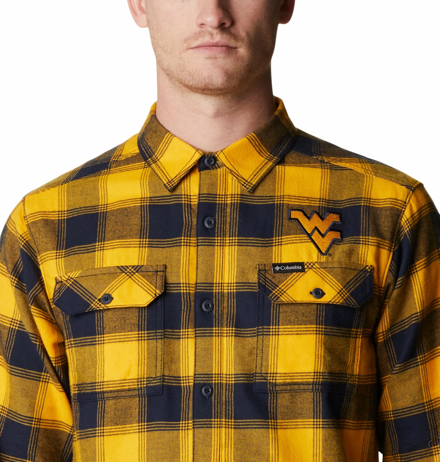 Wholesale ๐ Columbia Men's West Virginia Mountaineers Blue Plaid Flare Gun Flannel Button Down Long Sleeve ๐ Shirt ๐ฅฐ - Image 3